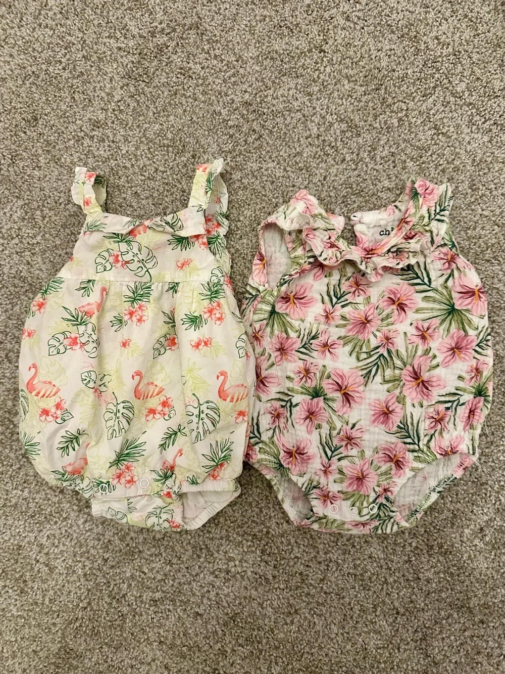 Bundle of 2 Tropical Print Baby Rompers